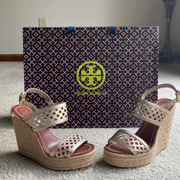 TORY BURCH Leather Printed Espadrille Sandals - Picture 2 of 10